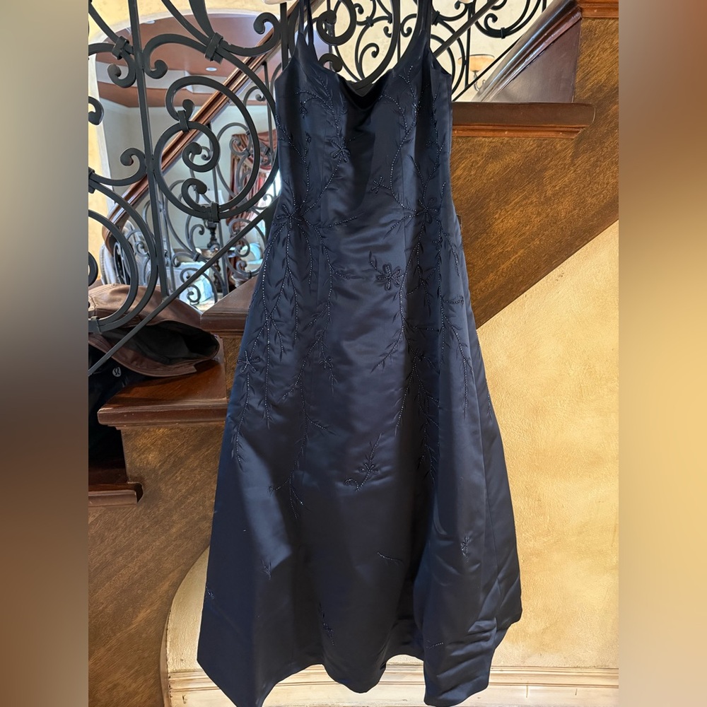 Vintage Navy blue sequin evening dress with Shawl